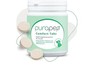 purapep Comfort Hunde Tabs – Natürliches Beruhigungsmittel mit Tryptophan, Magnesium & B Vitaminen – Ideal bei Stress, Angst & Silvester – Für entspannte Hunde in jeder Situation | 120 Tabs