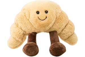 YFDSXKMZ Cute Croissant Plush Stuffed Funny Food Plushies Pillow Toy Creative Simulation Smiley Croissant Plush Doll Party Decorations Appease Doll fors Gifts for Kids Birthday 19 x 17cm