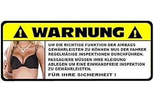 TOPDESIGNSHOP Fun Sticker lustig fürs Auto Jdm Aufkleber Airbag Warnung Funaufkleber Spruch Tuning Autoaufkleber