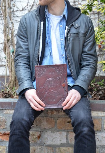 Notizbuch Gusti Leder „Francis“ DIN B5 Echtes Leder | Handgeschöpftes Papier Nachfüllbare Seiten | Recyclebar | Traditionelles Lederaccessoire Blanko Motiv – Kamel – P16 - 5