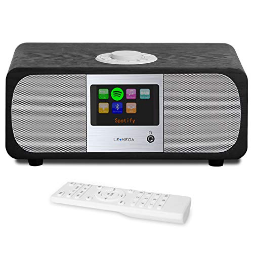LEMEGA M3+ Smart Music System (2.1 Stéréo) Avec Wi-Fi, Radio Internet, Spotify, Bluetooth, DLNA, DAB, DAB+, Radio FM, Horloge, Alarmes, Préréglages Et Contrôle App Sans Fil - Chêne Noir