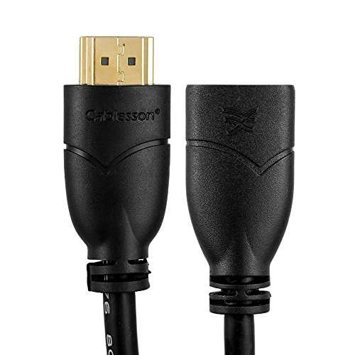 Cablesson Basic 0.2m HDMI Erweiterungskabel - 24K goldbeschichtete Steckkontakte - 1080p bis zu 4k2k - Unterstüzt v.1.4 / 2.0 - Audio und Video - 3D Full HD UHD - Stecker auf Buchse (HD LCD Plasma TV PS4 Sky Wii U Blu-ray)