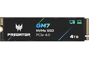 ‎ACER acer Predator GM7 4TB M.2 NVMe SSD PCIe 4.0 - Lesegeschwindigkeit bis zu 7400 MB/s - Professionelle Interne Festplatte - Gaming Speicher Kompatibel mit PC, Laptop & PS5