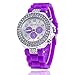 Price comparison product image New Fashion 12 colors Ladies brand GENEVA Watch Classic Gel Crystal Silicone Jelly watch (Purple)