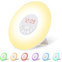 Wecker Wake Up Light Lichtwecker, mit 7 Wecktöne (inkl. 2Naturklänge und FM), 7Farben, 10Dimmstufen…