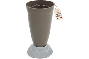 AKITAInk Portaombrelli Vulcano Moderno 27x27x50,5 cm | Porta Ombrelli in Plastica Resistente con Decoro a Onde | Design Elegante e Funzionale per Ingresso Casa o Ufficio (MARRONE)