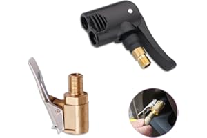 REQAG 2 pezzi Connettore Valvola Pneumatica Universale,Connettore Valvola Pneumatica Air Chuck Pneumatico per auto Adattatore a sgancio rapido in ottone Clip-on per Gonfiatori Pompa d'Aria Compressore
