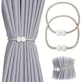 Beige Magnetic Curtain Clips Interior Decoration Pearl Balls Buckle 2 Pieces Curtain Collecting Apparatus