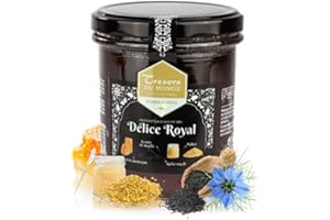 Maison Crétet | Miel de montagne, gelée royale, graine de nigelle, pollen | Délice royal | Habba sawda | Black seed | Pot verre | préparation en pot de 400gr