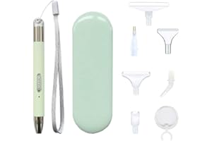 AZURAOKEY Penne LED Diamond Art con luce, 5D Diamond Painting Tools Penna ricaricabile con 6 testine di ricambio e custodia for adulti Nail Art fai da te pittura artigianale -verde