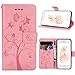 Produktbild iPhone 7 PU Leather Flip Case, iPhone8 Schwarz Wallet Hülle, iPhone 7 Leder Cover, SpiritSun PU Freizeit Style Tasche Leder Case Echt Cool 3D DIY Design Weich Bronze Linien Muster Handytasche Schutz Flip Brieftasche mit Karte Slot und Faltbar Stand Bumper Etui Schale Pour für das Original Apple iPhone 7/8 (4.7 Zoll)-Rosa Ameise