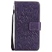 Produktbild Huawei P10 Lite Hülle, Chreey [Prägung Indische Sonne] Lederhülle Sonnen Blume Brieftasche Wallet Tasche Magnet Flip Case Handyhülle Etui mit Kartenfach Ständer [Lila]
