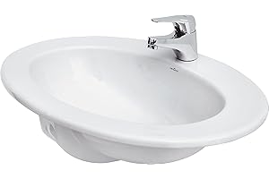 CERSANIT Waschbecken Oval | BxT: 63 x 47 cm | Unterbauwaschbecken | Handwaschbecken | Waschbecken aus Keramik | Zentrales Hahnloch und Überlauf | Weiß