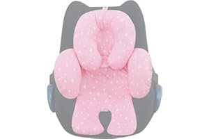 ‎JANABEBE JYOKO Kids Sitzverkleinerer Antiallergikum Universal Baby 100% Baumwolle (Pink Sparkles, Enthält eine Kopf- und eine Körperstütze, 2 Teile)