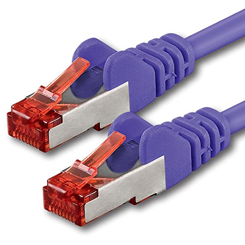 1aTTack - Cable de Red SFTP PIMF con 2 Conectores RJ45 de Doble apantallamiento Cat 6 Morado 0,5m