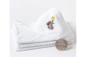 ZIMEL HOMES-2 Piece Soft White Panda Embroidered Baby Hooded Towel for Newborns Durable Breathable Baby Toddlers Bath Time Towel 100% Cotton - 75cm x 75cm