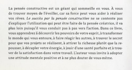 Book's Cover of Le succès par la pensée constructive
