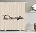 Produktbild GAOFENFFR Katze Duschvorhang faul schläfrig Katze Figur in Erdtönen niedlichen pelzigen Maskottchen Indoor Pet Art Illustration Stoff Badezimmer Dekor Set mit180 cm Lange Tan Dimgrey