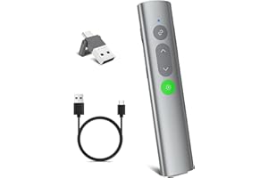 ‎UBUYUONE UBUYUONE Presenter [USB C+Wiederaufladbar], kabelloser Präsentationsfernbedienung, Pointer für Präsentationen, Powerpoint Fernbedienung Präsenter für Windows Computer Laptop Mac, Metallgehäuse