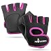 Produktbild Proworks Frauen Fingerlose Handschuhen mit gepolsterter Griffseite zum Gewichtheben, Crosstraining, Heimtraining und mehr – Schwarz mit pinker Trimmung (Klein)