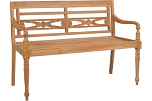 vidaXL Teck Banc Mobilier Meuble Jardin Terrasse Patio Extérieur Parc Balcon