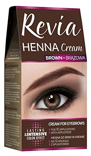 Revia Henna Cream Black Brown Eyebrow and Lashes 10 Applications Kit Tint (Brown)
