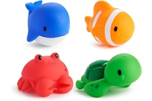 Munchkin Ocean Squirters Giocattolo da bagno per bambini e bebe, Giocattoli per il bagno e la doccia, Essenziali per bambini, Confezione da 4, Oceano