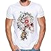 Produktbild T Shirt Herren, HUIHUI Coole O-Ausschnitt Kurzarm Sweatshirt Slim Fit Basic UV Polo-Shirt Mode Sport Oberteile Oversize Bench Tops Schädel Drucken Sommer Freizeit Hemd Poloshirt (XXL, Weiß 3)