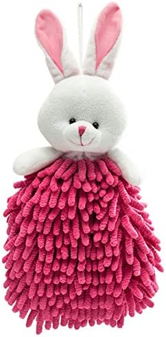 Meipro Cartoon DIY Car Hunging Hand Towel,Microfiber Duster Cloth with Hang Rope,Decorate Cartoon Animal,Multipurpose for Car and Home (Red Rabbit)