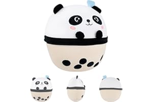 Surplex Panda Bubble Tea Peluche, Milk Tea Cojín Trasero para Sofá, Abrazando Animal Almohada Muñeca de Felpa Juguete, Decoración para El Hogar Regalo Creativo de Cumpleaños Niños (37cm/14.6")
