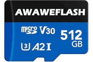 AWAWEFLASH Carte mémoire Micro SD de 512 Go, Carte mémoire Haute Vitesse pour Smartphones, appareils de Jeu Portables, Drones, caméras et, Nintendo Switch