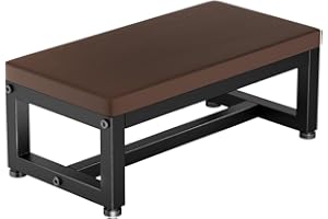HFHOME Sgabello in legno per adulti e bambini, portata 500 kg, superficie antiscivolo, piedini regolabili e angoli arrotondati, salvaspazio, 40 x 20 x 15 cm, per cucina e bagno