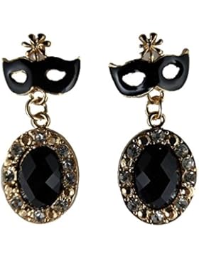 Ohrringe Ohrstecker Stecker goldfarben Straß schwarz Oval Karneval Maske Fasching Straß edel hochwertig 5619