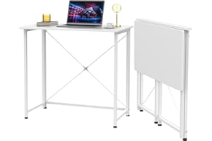 UTLENIANIE Scrivania Pieghevole Salvaspazio, 80x45x74cm Tavolo per Computer, Scrivania da Ufficio, Piccola Scrivania, Tavolo da Studio Porta PC Stabile e Salvaspazio per Soggiorno, Domestico, Campeggio(bianco)