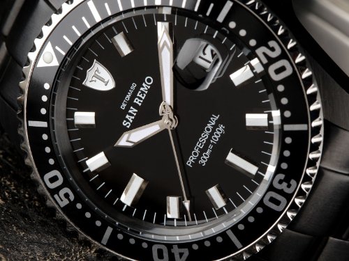 DETOMASO Men's San Remo Automatic Watch with Black Dial Analogue Display and Black Stainless Steel Bracelet DT1025-E