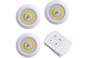 VETRINEIN RETE Vetrineinrete® luce led per armadio 3 pz punti luce a pressione push con adesivi a batteria dimmerabile con telecomando C79 Bianco