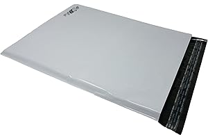 UNIVERS GRAPHIQUE Lot de 50 Enveloppes plastique blanches opaques A3 350 x 450 mm,pochettes d'expédition 35x45 cm 60 microns. Enveloppe fine 22g haute résistance, légère, solide, inviolable et imperméable.