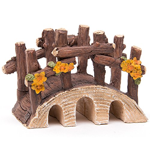 Fortag Miniatur Woodland Outdoor Fairy Garten Kollektion Möbel mit 2x Hocker / Stuhl / Tisch / hölzerne Tür Arch / Straßenschilder / Straßenlaternen / Brücke Set von 8 Stück Hand-painted Kit - 5