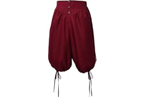 BPURB Pantalones Pirata Vikingos Medievales para Hombre Retro coloniales renacentistas Pantalones Cosplay Cortos con Cordones