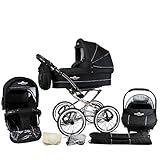 RIESIGER LIEFERUMFANG ✓ Dieses Nostalgie Kinderwagen-Paket lässt keine Wünsche offen und wird Sie und Ihr Kind vom Säuglingsalter an begleiten. Enthalten sind sowohl eine Babyschale (für das Auto), eine Babywanne und ein Sportwagensitz (Buggy). Die einzelnen Kinderwagen-Aufsätze lassen sich in sekundenschnelle wechseln. Die ausgeklügelte Konstruktion ist leicht zu bedienen. Durch das geringe Gewicht und die schmale Bauweise können Sie den Kinderwagen sehr einfach im Auto verstauen.