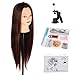 75cm Brown Hair Professional Hairdressing Training Mannequin Head 100% Synthetic Hairdresser Training Head Model with Clamp Stand
