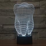 3D Tisch Nachttischlampen,KINGCOO 3D Optische Visualisierung LED Licht USB Schreibtischlampen Stimmungslichter Touch Schreibtisch 7 Farbwechsel Atmosphäre Lampe (Zahn) - 3