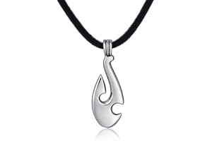 DonDon - Collana da uomo in caucciù 50 cm e ciondolo della Nuova Zelanda Maori in acciaio inox confezionato in un sacchetto di velluto nero