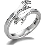 Helen de Lete, Anello originale “Come to my arm”, regolabile, in argento Sterling 925, a forma di abbraccio