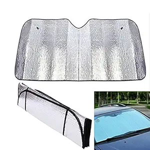 Auto Hub Aluminium Foil Foldable Windshield and Rear Mirror Sunshade,Car Sun Shade for Universal for Cars - Pack of 1