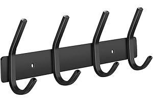 JOLY FANG Appendiabiti da Parete, Ganci Appendiabiti da Muro Moderno in Acciaio Inox, Attaccapanni Montato da Parete per Giacche per Giacche, Cappelli, Sciarpe (4 Ganci, Nero)