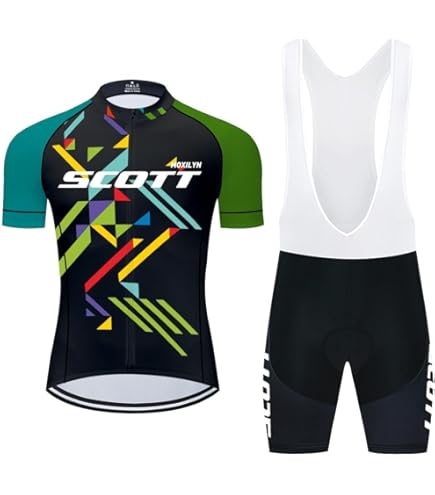 Moxilyn Fietskleding set korte mouwen fietsshirt heren pak wielersport zomer voor MTB-fiets met ademende gel gevoerde shorts, 5, XXL