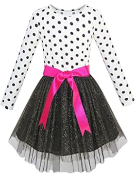 Sunny Fashion Vestito Bambina Lungo Manicotto Tutu Gonna Arco Legare Partito 6-12 anni