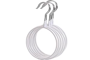 ANQIA 6pcs Belt Scarf Hangers for Closet Nonslip Metal Tie Rings Holder Organizer for Neckties, Shawls Scarves, Veils, Pashminas (White)