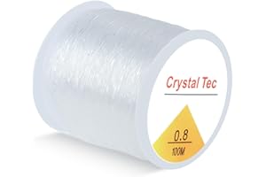 SUTOUG Cordon élastique de 0,8 mm pour Bracelets, Perles, Bijoux, Loisirs créatifs, Bracelets, Colliers - 100 m, Blanc